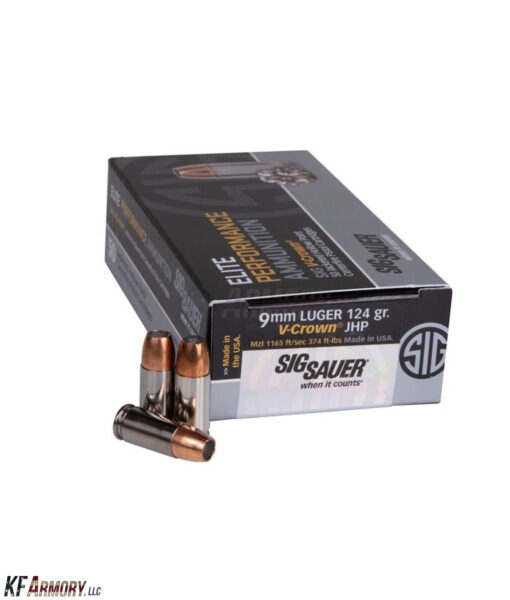 SIG Sauer 9mm, 124GR, Elite V-Crown JHP - 50 Count