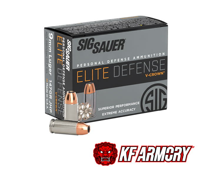 Sig Sauer 9MM, 147GR, Elite V-Crown, JHP