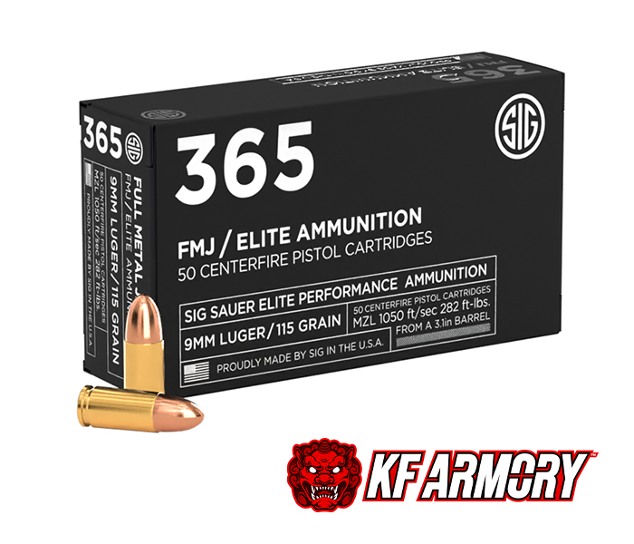 Sig Sauer 9MM, 115GR, Elite Ball, 365 FMJ