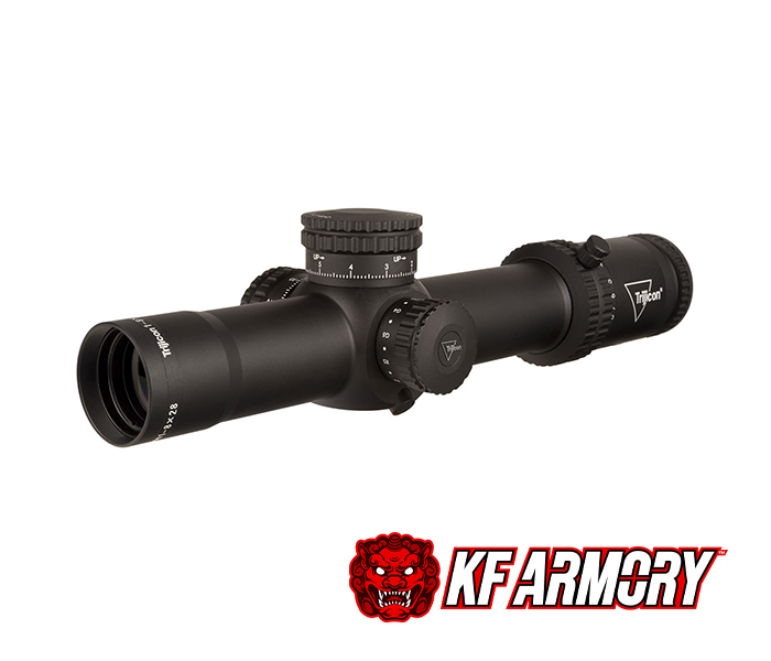 Trijicon® Credo® 1-8x28 First Focal Plane (FFP) Riflescope w/ Red/Green MRAD Segmented Circle, 34mm Tube, Matte Black, Exposed Locking Adjusters