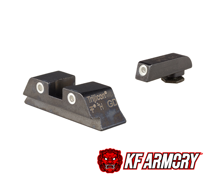 Trijicon® Bright & Tough™ Night Sights - Glock Standard Frames Front: White Outline / Green Tritium, Rear: White Outline / Green Tritium