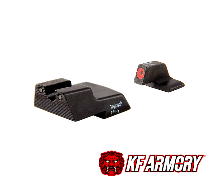 Trijicon® HD™ Night Sights - H&K .45C, P30, VP9 (Excluding VP9 Optics Ready) Front: Orange Outline / Green Tritium, Rear: Black Outline / Green Tritium